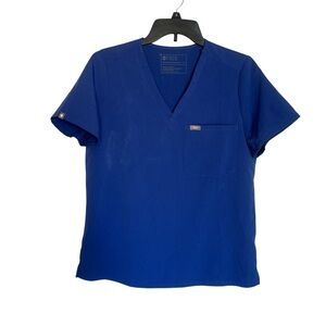 Figs Women's Short Sleeve V-Neck Tee in Royal Blue